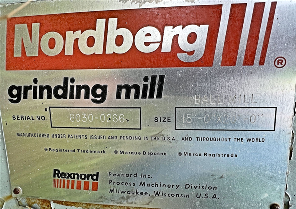Nordberg 15' X 20' (4.6m X 6.1m) Ball Mill W/ 3000 Hp (2237 Kw) Synchronous Motor)